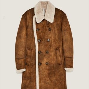 Zara Double breasted Shearling Coat